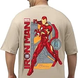 veirdo Pure Cotton Oversized Baggy Official Marvel Merchandise Fit Drop Shoulder Cool Back Graphic Printed T-Shirt for Men (Color: Black, Swanwhite, Green, Dutch Canal & Green)-picture-32