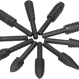 NityaEcommerce Rotary Burr Rasp Set - 10Pcs Wood Carving File Drill Bits, 1/4 Inch Round Shank-picture-10