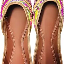 BM SHIKHA TRADERS women's Heavy handword Multicolour Punjabi Jutti for women and girls-picture-17