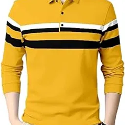 Printed Men Polo Neck Yellow T-Shirt-picture-25