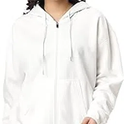 be savage Solid Drop Shoulder Hooded Neck Long Sleeves Baggy Hoodie Winter Wear Zipper Jacket for Women's-picture-41