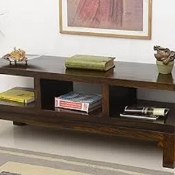 SHRI MINTU'S ART Wooden TV Unit For Living Room | Drawing Room Television Stand With Open Shelf Storage | Sheesham Solid Wood, Brown Finish, (41 X 109 X 56Cm)-picture-15