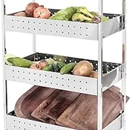 Gladnes Stainless Steel 4-Tier Vegetable & Fruit Trolley | Multipurpose Kitchen Storage Rack | Rolling Basket Organizer Stand for Vegetables, Fruits, Snacks & More | Rust-Resistant – Silver-picture-22