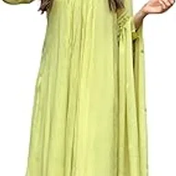 purvidha Women's Viscose Chinnon Embroidered V Neck 3/4th Sleeves Anarkali Kurta with Pant and Dupatta Sets | Kurti Pant Sets For Women Latest | Women Kurtis For | Wear as Daily Suit Sets-picture-47