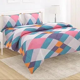 HOKIPO Quilt Comforter Bedding Set, 220 GSM, AC Blanket, Reversible Microfibre Duvet Double Bed Size with 1 Bedsheet and 2 Pillow Cover (IN-564-D6)-picture-40
