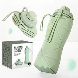 Folding Water Cup Large Capacity Outdoor Travel Portable Silicone Water Cup High Temperature Resistant Food Grade Retractable Folding Cup Green 600ml Bottle-picture-12