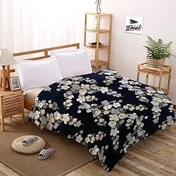temoli Temoli® Warm Quilt Cover Double Bed with Zipper, Duvet Cover Double Bed Soft Flannel (92x102) Inches. (Flower Blue)-picture-23
