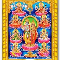 Pavan Photo Laminations Lord Maha Vishnu Lakshmi Devi Laxmi Narayan Wall Painting Framed Home Decor (Wood,Matte,Gold,Small Size,6 x 8 Inch) R484S-image-37