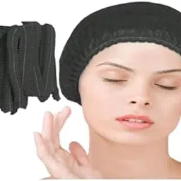 7SHILED Black Bouffant cap Non-Woven Hygiene Stretchable Disposable Bouffant Caps for Surgical, Restaurants, and Home Head Caps 100 Pieces (Pack of 1) (Black) image 1