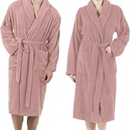 Bezzilish Home Luxury Terry Cotton Bathrobe, Plush Spa Robe with Pockets, Dusty Rose-picture-13