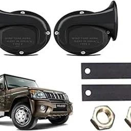 Snail Shape Car windtone Horn Compatible with Mahindra Bolero (Pack of 2 Horn, Black)-picture-65