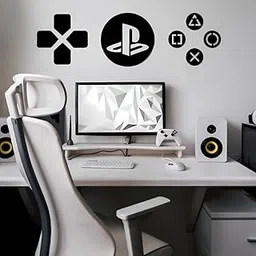 STASH HOUSE Gamers Wooden Wall Sign Set, PS Geometric Home Decor Gift for Gamers,Gamers Wall Art, PS4 3D Logo (40x 40 cm X SET OF 3)-picture-14