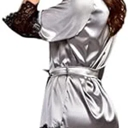 Women's Sexy Lace G-String Thongs Underwear & Silk Satin Lace Robe for Women.-picture-44