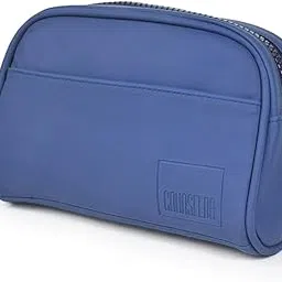 counselor Leather Toiletry Pouch for Men & Women, High Quality, Shaving Kit Bag & Grooming, Travel Toiletry Bag with Handle, Multiple Compartments, Unisex Travel Toiletry Organizer (Navy Blue) image 1