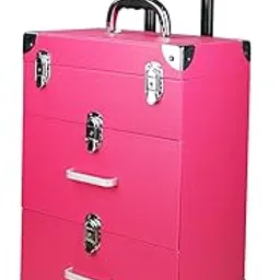 Wheel Rolling Makeup Nail Case Nail Drill Cosmetic Artist Trolley (Pink) image 1