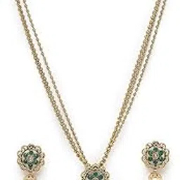 sukkhi Eye-Catching Green Gold Stone Multistring Long Necklace Set And Earring | Jewellery Set For Women (NS105682)-picture-20