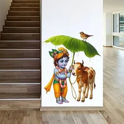 Decal O Decal Lord Krishna with Cow Self Adhesive Wall Sticker-picture-45
