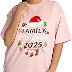 darestyles Buffalo Plaid Santa Hat Xmas Christmas Pure Cotton Round Neck Oversized Tshirt Drop Shoulder Back Printed|Womens XS-picture-11