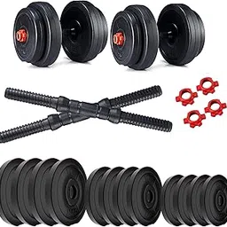 Kore PVC 40 kg (5 kg x 4 + 3 kg x 4 + 2 kg x 4) Combo 16 Dumbbells Set, Black-Red-image-90