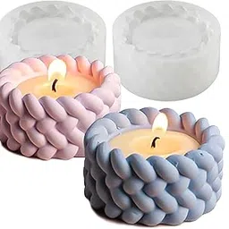 LEGACYCART Knitting Knot Shape Tealight Holder Mold, Unique 3D Candle Holder Silicone Resin Mold, Cylinder Jewelry Holder Container Storage Mold for Epoxy Resin Concrete Art Craft Home Xmas Decor (PACK OF 1)-picture-12