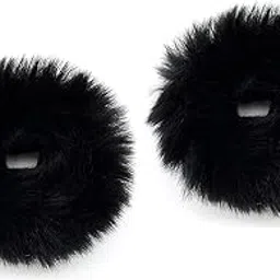 diversa Soft Fluffy Rabbit Fur Elastic Scrunchies Multicolor Hair Rubber Bands for Kids, Girls and Women, Silky Hair Band Scrucnhies (Black, Pack of 12 Pcs)-picture-29