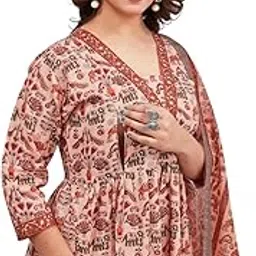 ASSUME FAB Women Viscose Rayon Anarkali Maternity and Feeding Zip Kurti and Dupatta Set-picture-44