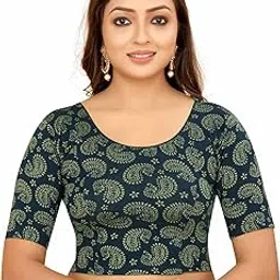 fabdazz Latest Fashion Readymade Blouses for Women Elbow Length Sleeve Saree Blouse Jacquard Work Stretchable Blouse-picture-10