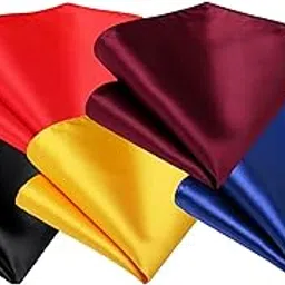 France Men's Pocket Square handkerchief soiled color Pure Satin Free Size Pack of 5 Black Red Yellow Royal Blue Maroon Burgundy-image-5