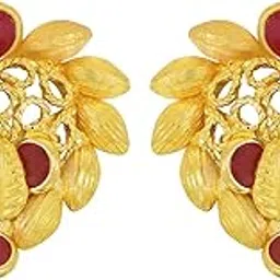 22KT Yellow Gold and Ruby Stud Earrings for Girls-image-4