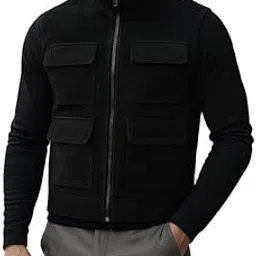 urbanhides Night Craft Slim Fit Black Suede Leather Vest for Men | Men's Leather Vest, Black Leather Vests, Suede Vests, Regular Fit, Four Pockets-picture-10
