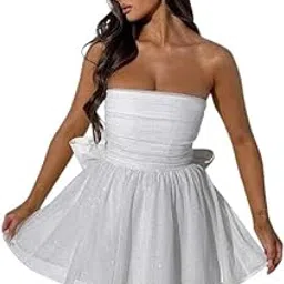 Girls Dresses Strapless Short Prom Dress with Bow Mini Cocktail Party Dress-picture-40