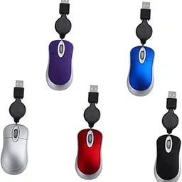 2PCS Retractable Cord Mouse Wired Compatible Mouse Mouse Cable USB Mouse Optical Mouse Retractable Mouse Red-picture-55