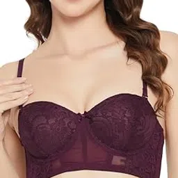 clovia Cotton Women Lace Solid Padded Full Cup Underwired Balconette Bra-picture-12