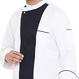 Associated Uniforms Full sleeve Dual Design Chef Coat (Chef Jacket - Smart Fit) (S-36, WHITE/NAVY BLUE)-picture-50