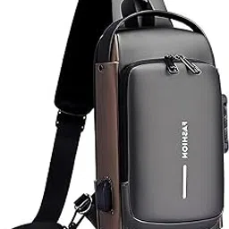 bsvr Waterproof Bag Polyester Slim Unisex Sling body Bag with USB Port & Security Lock Perfect for Travel, Bike_BS91-picture-11