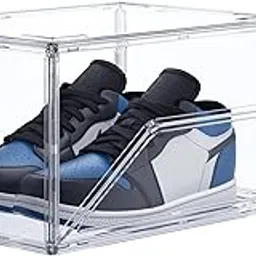 HIYOHIYO Acrylic Clear Shoe Boxes Stackable Sneaker Boxes Special for High-end Sports Shoes 360° Fully Transparent Display Box with Magnetic Door Suitable for Ankle Boots High Heels Size 14 (1-Pack)-image-1