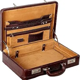 aceking LEATHER BRIEFCASE FOR MEN EXPANDABLE OFFICE USE SUITACASE BAG WITH INNER MESH POCKETS COLOR-picture-35