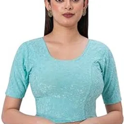 shilpa 555 Women's Readymade Blouse | Brasso Fabric with Stretch Comfort | Round Neckline Style | Elbow Length Sleeves | Textured Design | Ready to Use-picture-42