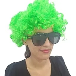 BookMyCostume Buy Green Curly Hair Wig Unisex Adult & Kids Fancy Dress Costume Accessory-picture-27