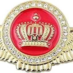 SIMMON AUTOHUB Winged King Crown Emblem Sticker Compatible with Thar Roxx 2025 Year All Models of Mahindra Metal Badges for All Cars (Golden & Red) image 1