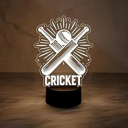 Gift Me Bazar 3D Illusion Cricket Bat with Ball | Gift for Cricket Lover | Warm White Light with Touch Control & USB Cable | Lamp for Sports Fans | Cricket Table Lamp-image-71