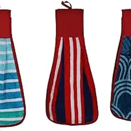 Double Sided Printed Soft Cotton Hanging Hand Towel Napkin for Wash Basin Kitchen Sink, Pack of 3-image-16