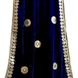 abhikart Velvet Heavy Patti Design Gotapatti Embroidered Dupatta Trendy Function Festival Ceremony Wedding Chunni For Ladies Length 2.25m Width 70cm-picture-53