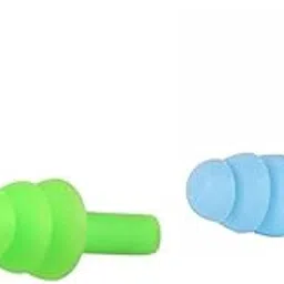 2 Pairs Reusable Silicone Ear Plugs, Waterproof, Hypoallergenic - Ultra Comfortable Noise Reduction Earplugs for Sleeping, Swimming, Concerts and Airplanes (earplugs 2 Set) (Blue and Green-picture-56