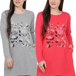 ddaspration Women Cotton Printed Pocket Long T-Shirt Combo-picture-35