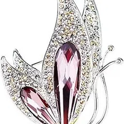 rvm jewels Pink Butterfly Brooch Crystal Saree Pleats Party Coat Pin for Suit, Dress, Hijab Blazer Brooches Rhinestone for Women and Men-picture-39