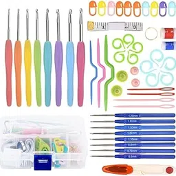 ElevatePro 52/86 Pcs Crochet Hook Set 16 Sizes 0.6mm-6mm(L) Ergonomic Soft Grip Handles Crochet Needles Kit with Plastic Box for Arthritic Hands-picture-30