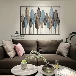 F-RIQA METAL™ Blue & Brown Leaf Metal Wall Art for Living Room | Handcrafted Iron Wall Hanging | Luxury Wall Hanging Decoration for Living Room, Bedroom, Hallway & Office (Colonial)-image-70