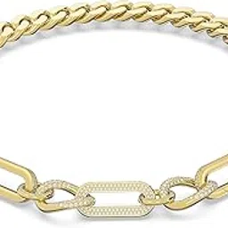 swarovski Dexterra Necklace, Statement, Mixed Links, White, Gold Tone Finish, One Size, Crystal, Crystal-picture-43