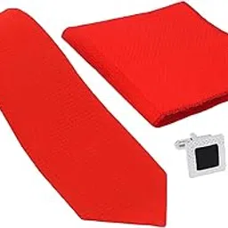zitti Italian Silk Tie Pocket Square Set with Square Brass Cufflinks & Silver-Black Enamel Checkered Tie Pin | Premium Combo in Leather Box for Men – Formal Gift Set TP-10-picture-11